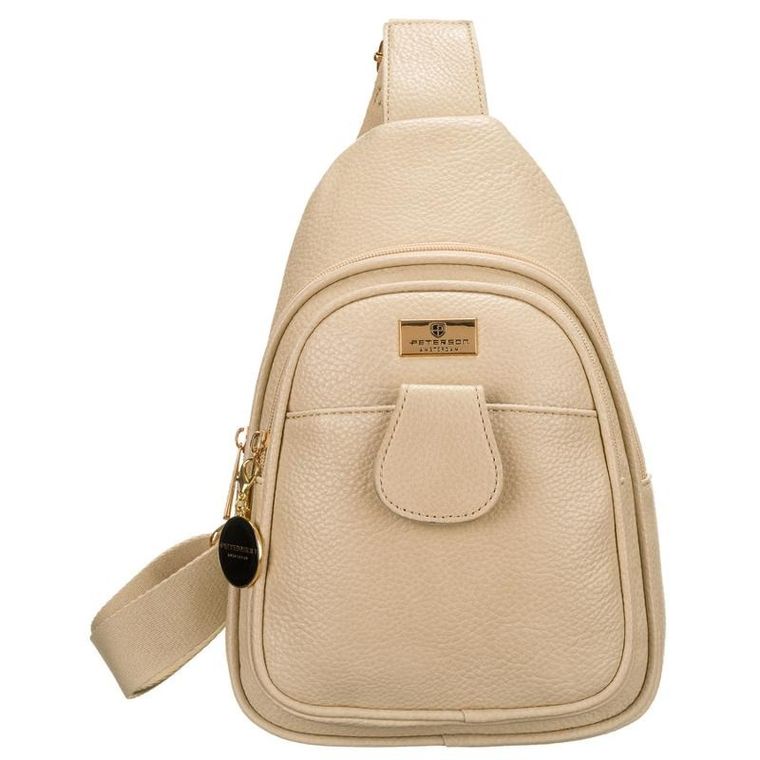 Plecak na jedno ramię, saszetka, beżowy, Peterson