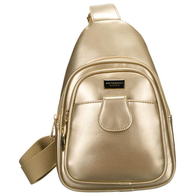 Plecak na jedno ramię, saszetka, złoty, Peterson