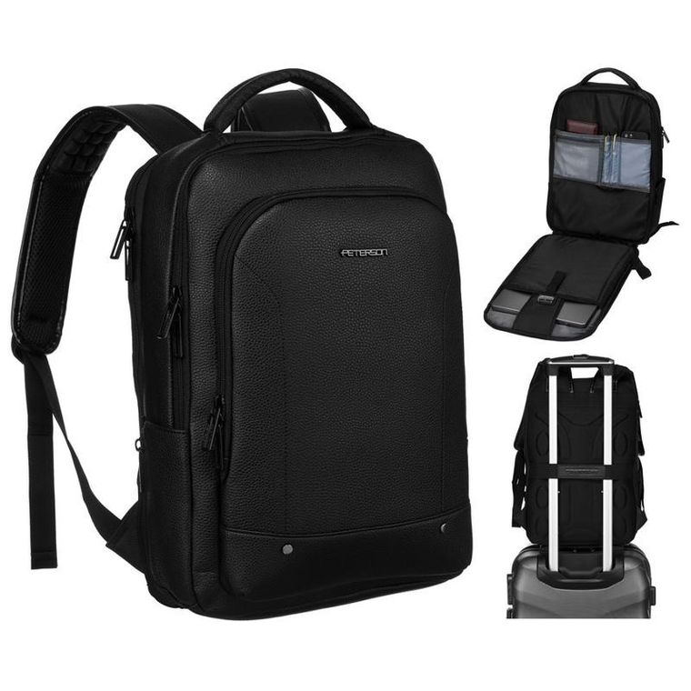 Plecak podróżny na laptopa, bagaż podręczny do samolotu, czarny, Peterson