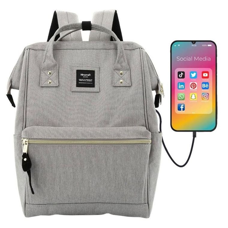 Plecak podróżny na laptopa, bagaż podręczny do samolotu, szary, Himawari