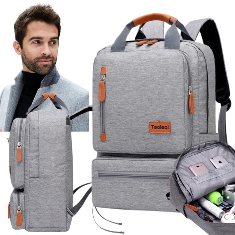 Plecak szkolny, studencki, na laptopa 15,6", jasnoszary