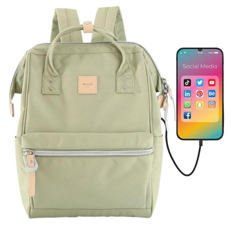 Plecak, zielony, port USB, Himawari