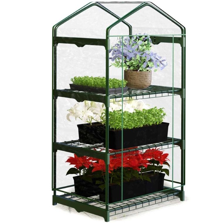 Plonos, mini szklarnia, balkonowa, 3 półki, 125-69-49 cm