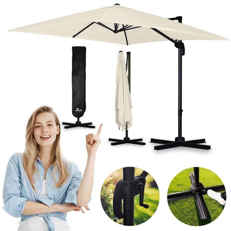 Plonos, parasol ogrodowy z pokrowcem, składany, 8 segmentowy, 420 cm