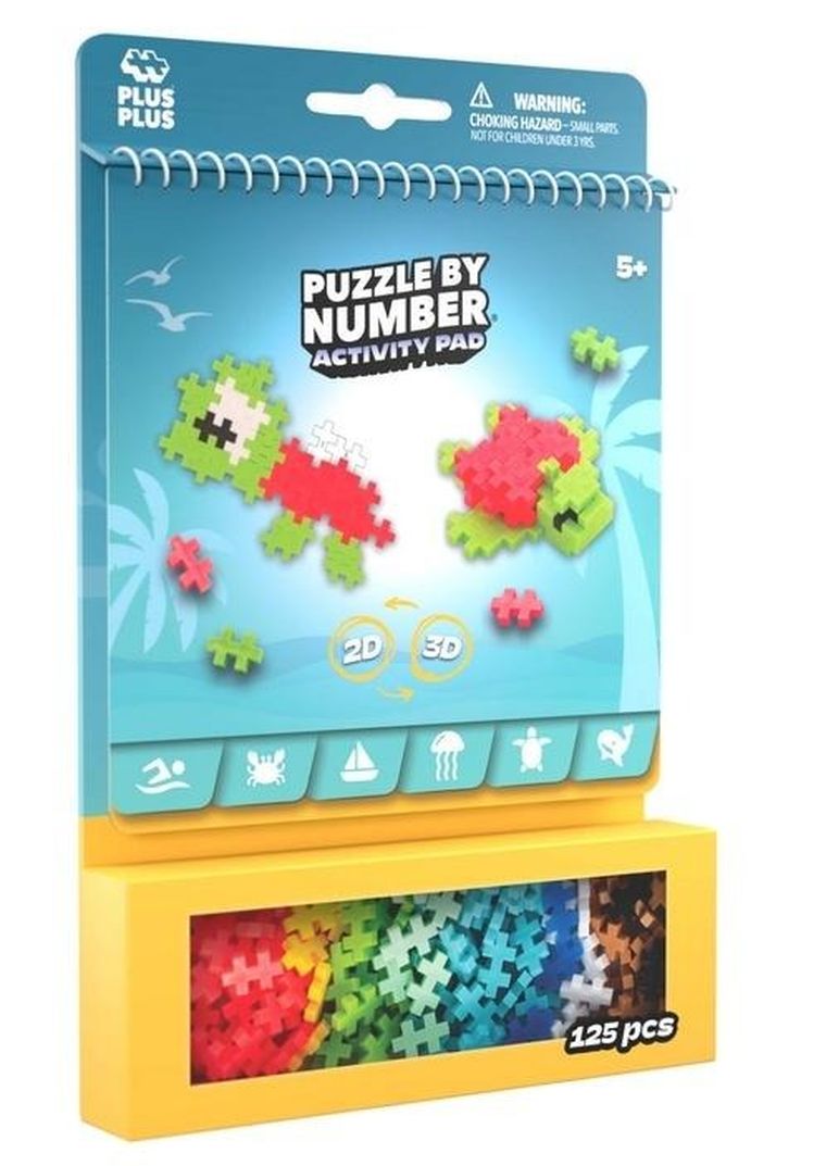 Plus-Plus, Puzzle by Number, Activity Pad, klocki, zestaw morski, 125 elementów