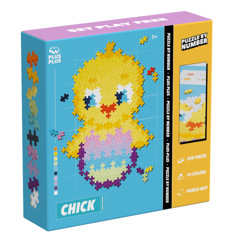 Plus-Plus, Puzzle by number, Kurczak, klocki konstrukcyjne, 250 elementów