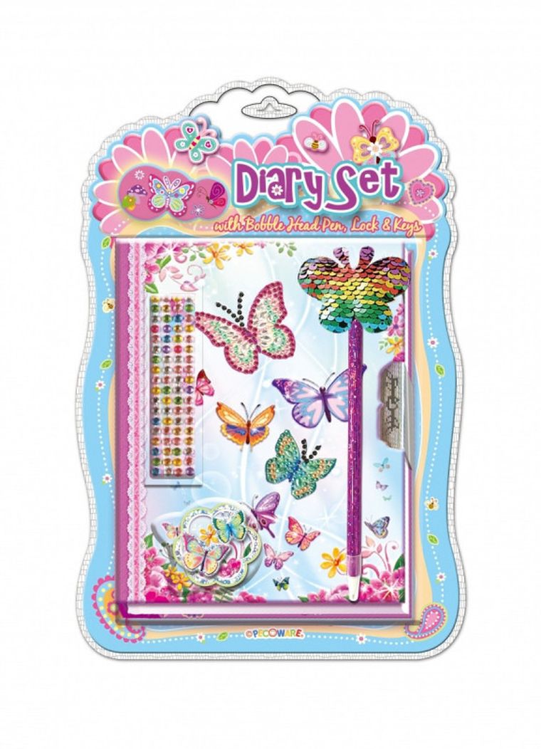 Pocoware, pamiętnik na kłódkę z długopisem, motylki
