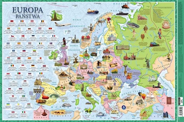 Podkładka 3W. Mapa. Europa państwa