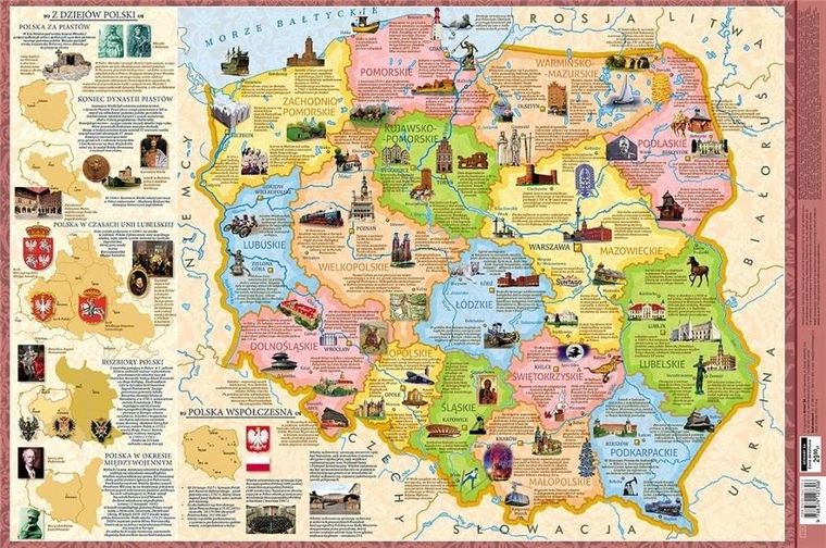 Podkładka. Mapa Polski regiony