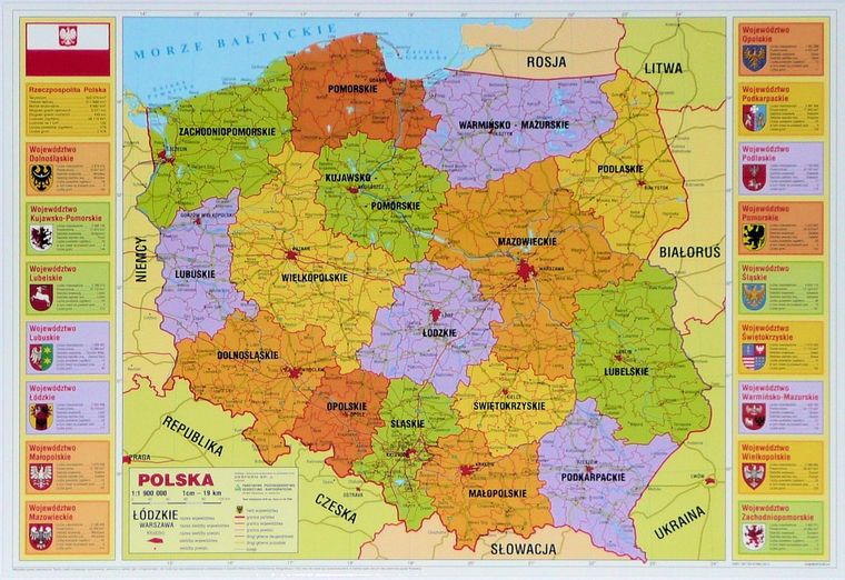 Podkładka na biurko, mapa administracyjna Polski
