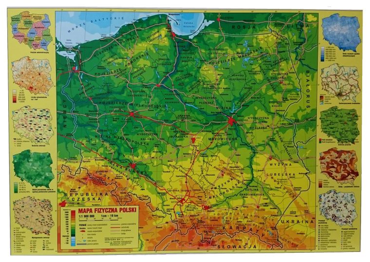 Podkładka na biurko, mapa fizyczna Polski