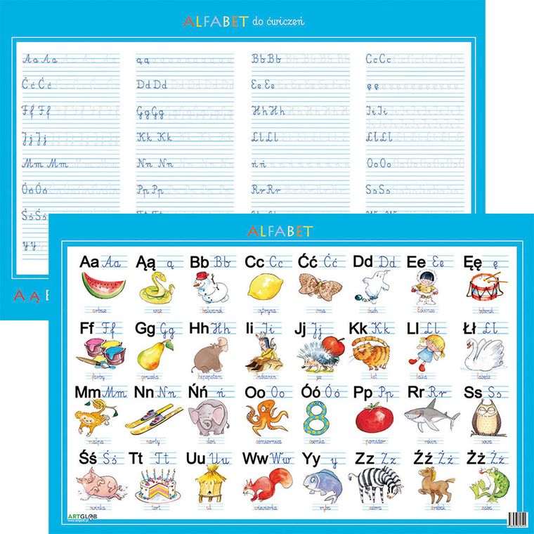 Podkładka na biurko, mata, alfabet