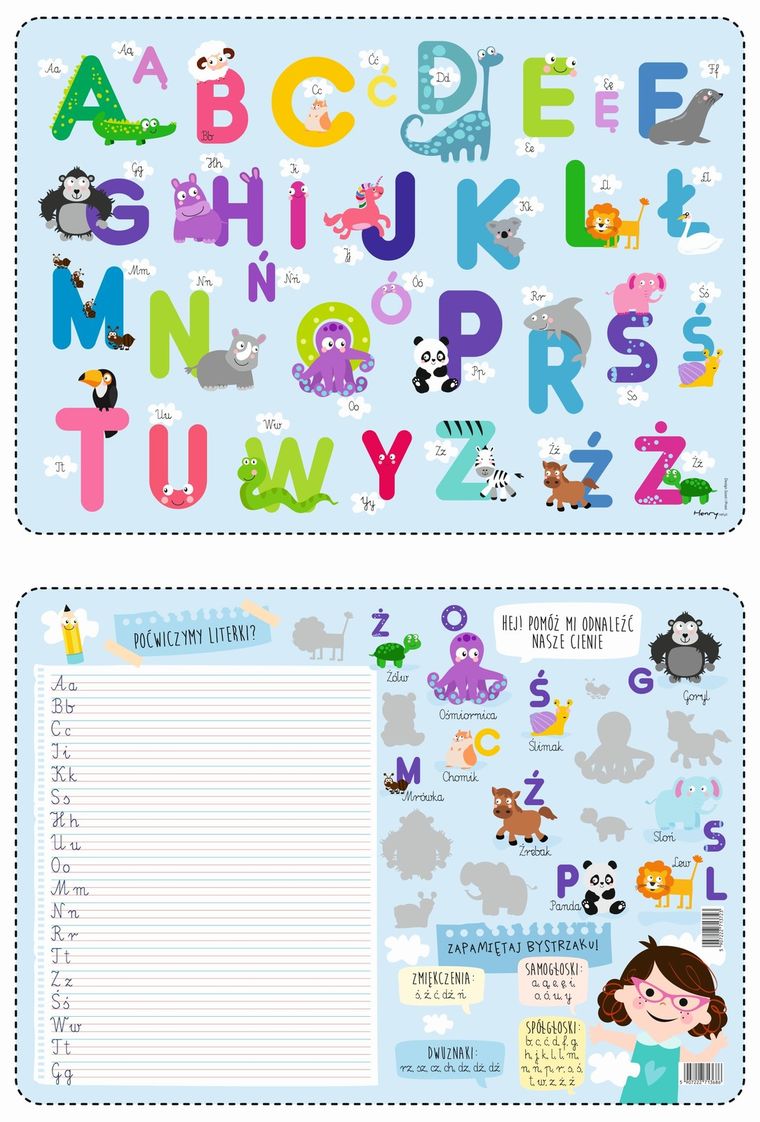 Podkładka na biurko, mata, Alfabet