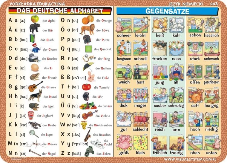 Podkładka na biurko, mata, dwustronna, Das Alphabet, die Gegenstze, was machen sie? die Berufe