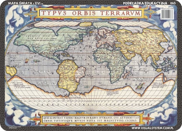 Podkładka na biurko, mata, dwustronna, Mapy świata z XVI i XVII w.