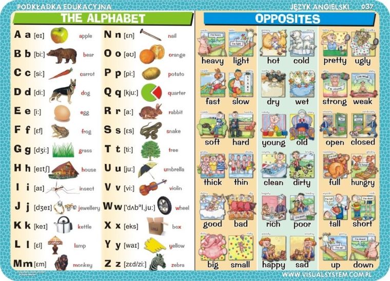 Podkładka na biurko, mata, dwustronna, The alphabet, opposites, what are they doing, professions