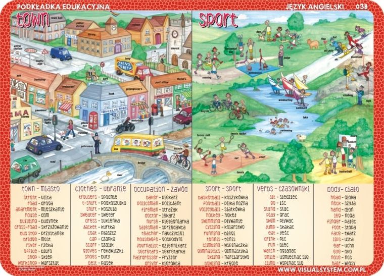 Podkładka na biurko, mata, dwustronna, Town, sport, home, family