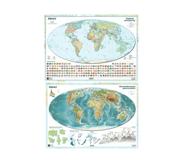 Podkładka na biurko, mata, Mapa Świata