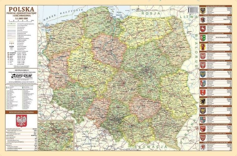 Podkładka na biurko, mata, Polska mapa kodów pocztowych
