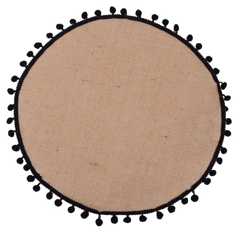 Podkładka okrągła z czarnymi pomponikami z juty DIA, 38 cm