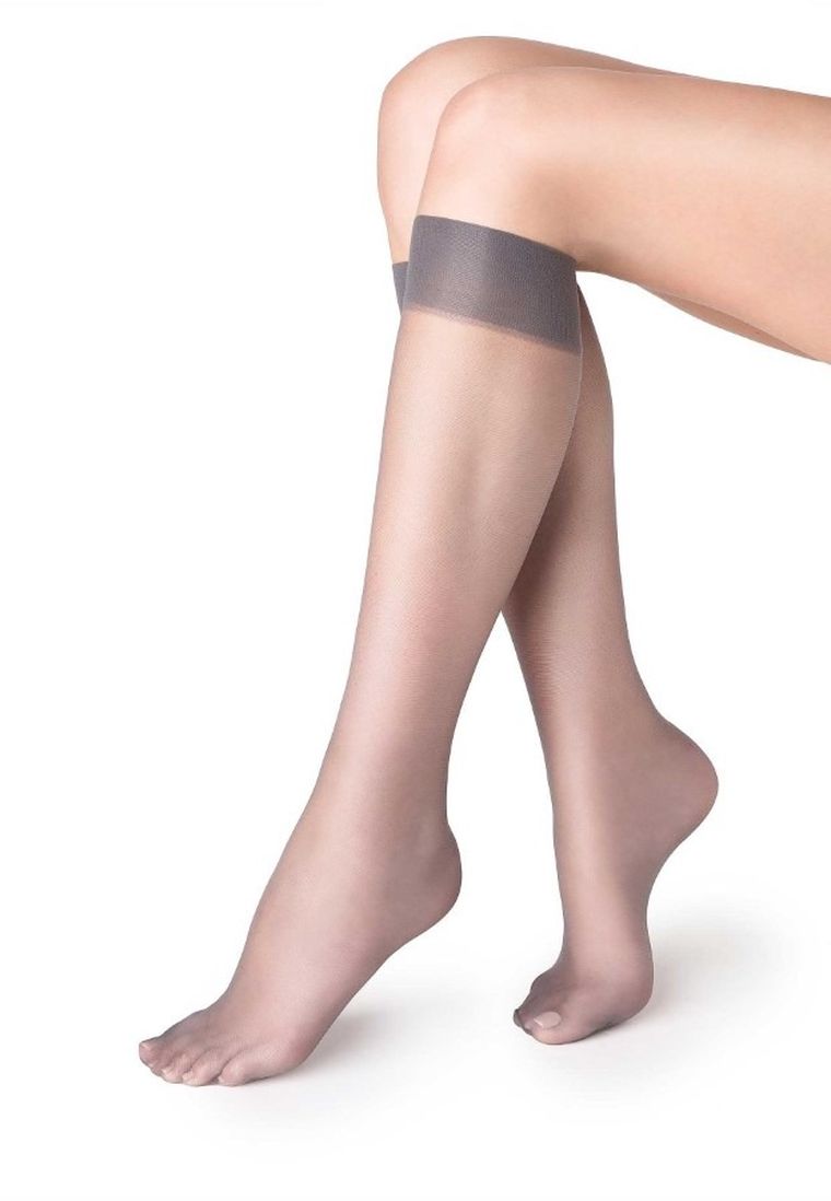 Podkolanówki damskie, ufki, szare, 15 DEN, zestaw, 2 szt., Marilyn