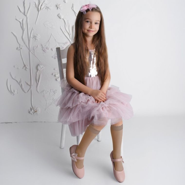 Podkolanówki dziewczęce, beżowe, zestaw, 2 szt., Yoclub