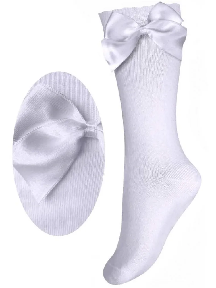 Podkolanówki dziewczęce, białe, Milusie