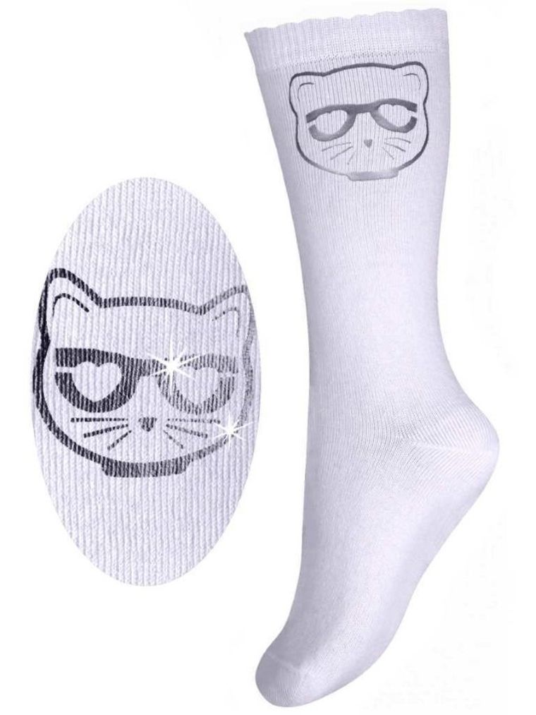 Podkolanówki dziewczęce, białe, Milusie