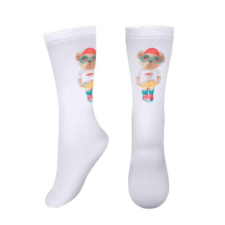 Podkolanówki dziewczęce, białe, Milusie