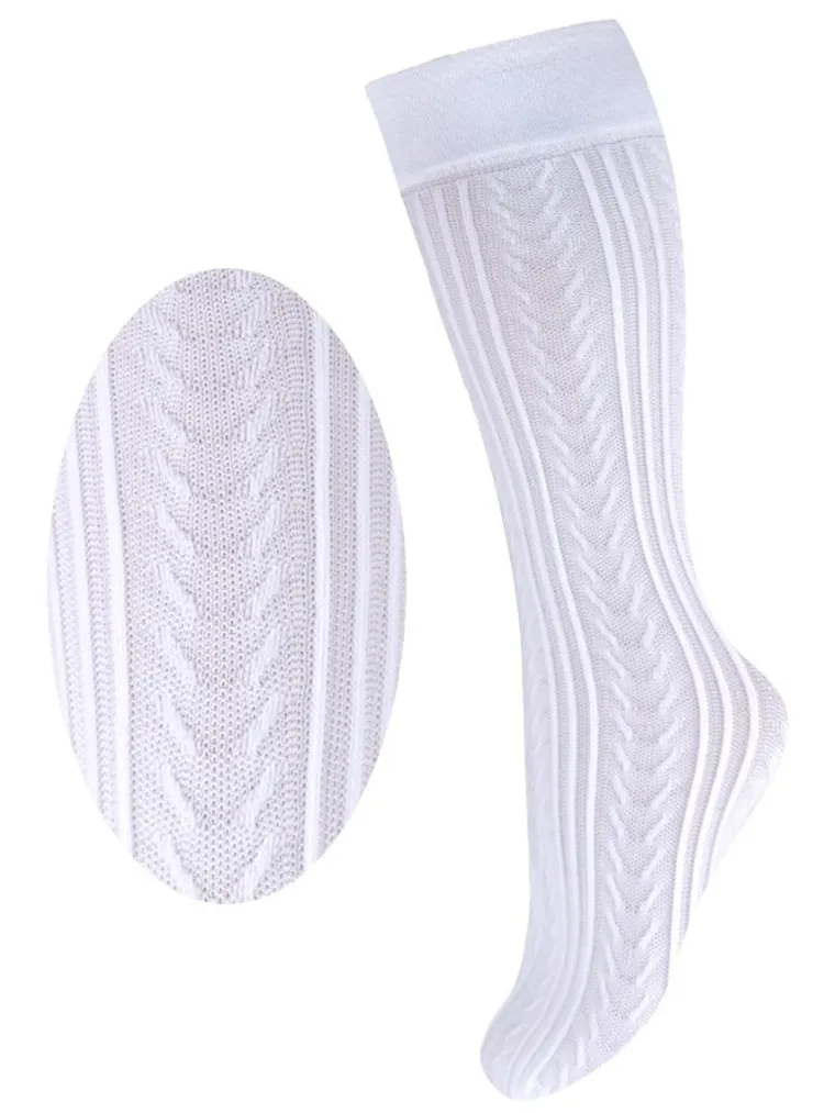 Podkolanówki dziewczęce, cienkie, białe, Milusie