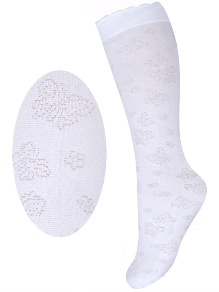 Podkolanówki dziewczęce, cienkie, białe, zestaw, 2 szt., Milusie
