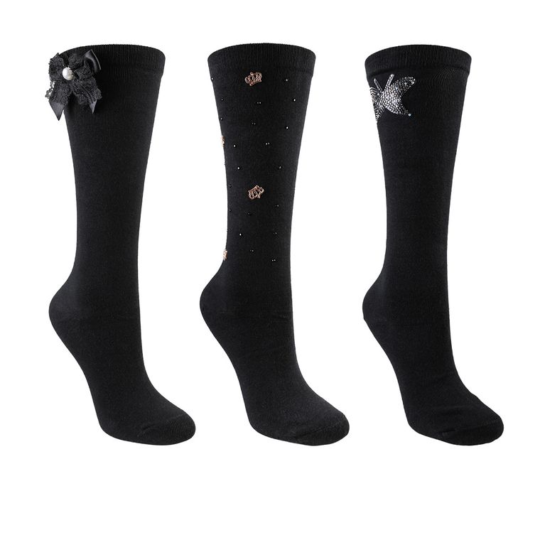 Podkolanówki dziewczęce, czarne, zestaw, 3 szt., Be Snazzy