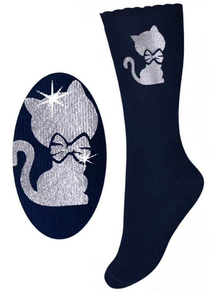 Podkolanówki dziewczęce, granatowe, Milusie