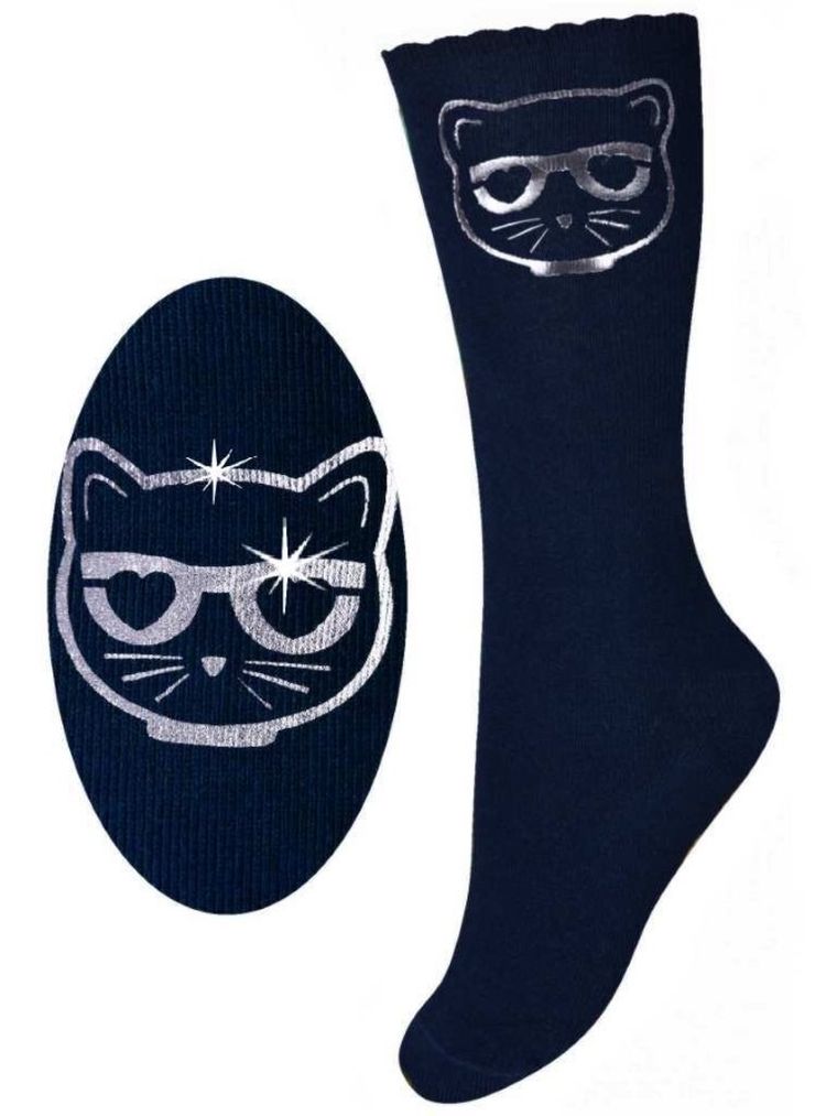 Podkolanówki dziewczęce, granatowe, Milusie