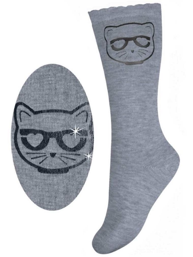 Podkolanówki dziewczęce, jasnoszare melanż, Milusie