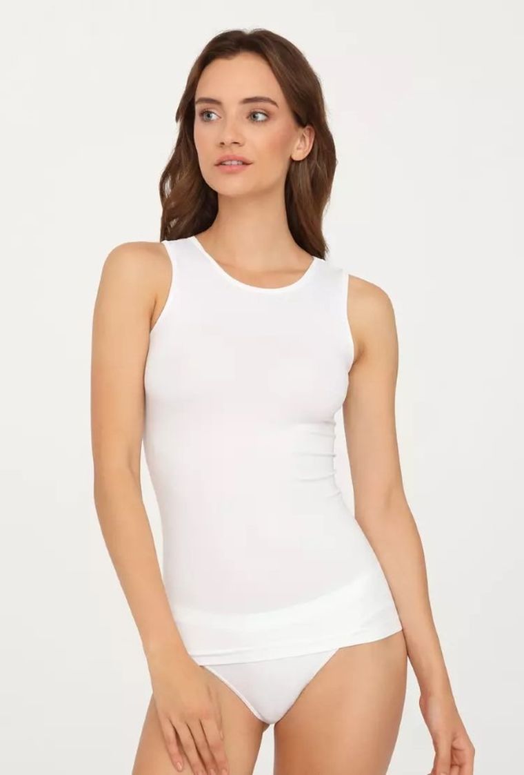 Podkoszulek damski bez rękawów, biały, 60 DEN, Vest, Gatta