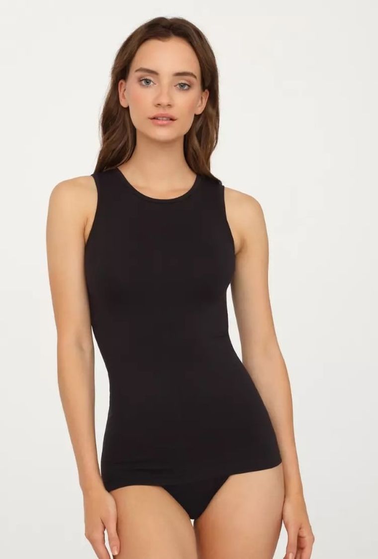 Podkoszulek damski bez rękawów, czarny, 60 DEN, Vest, Gatta