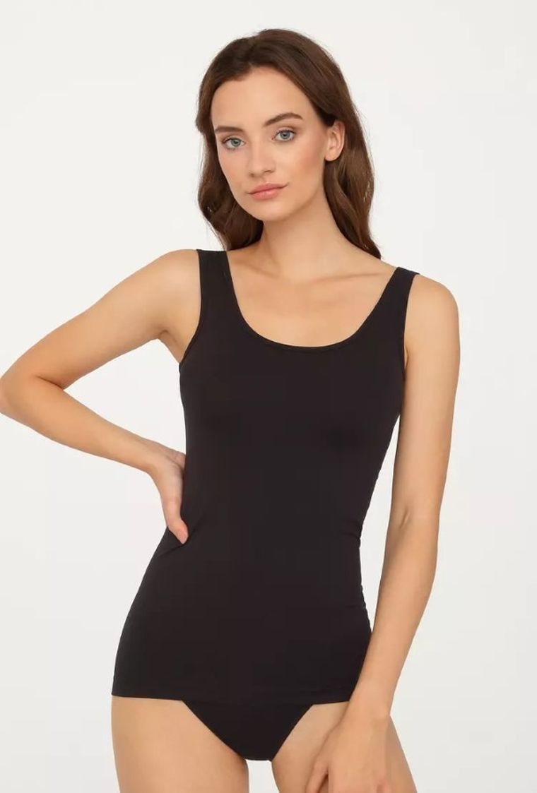 Podkoszulek damski bez rękawów, czarny, Gatta