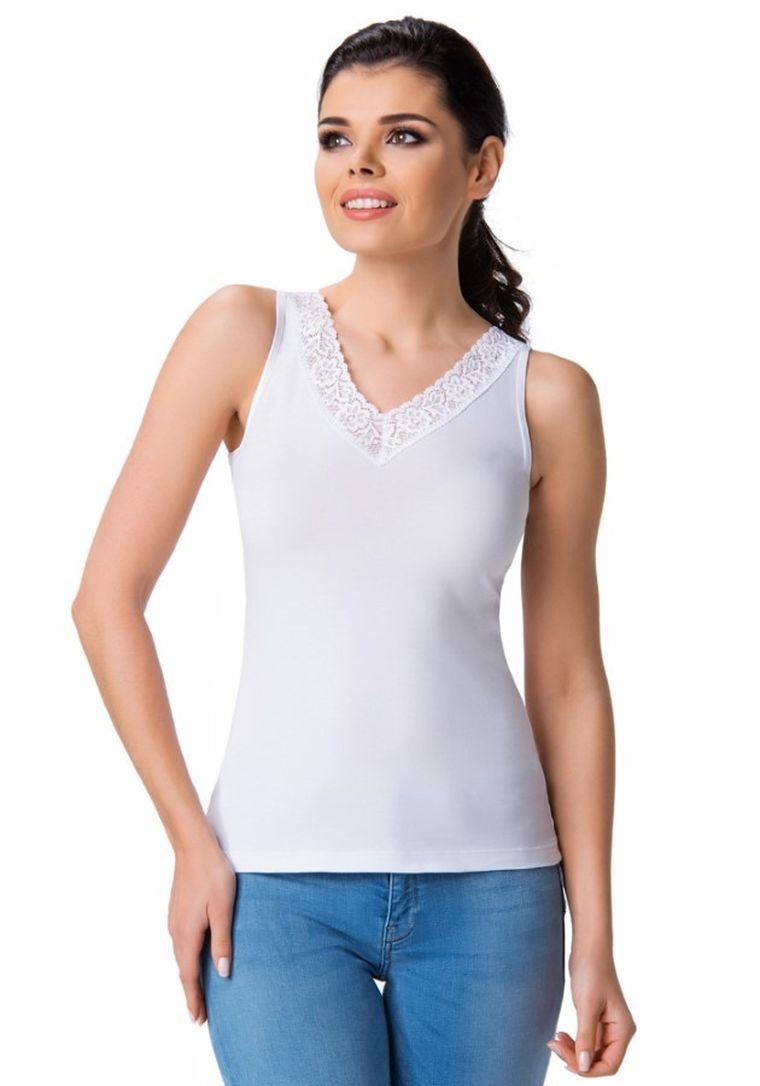 Podkoszulek damski, biały, Laura, Golden Queen