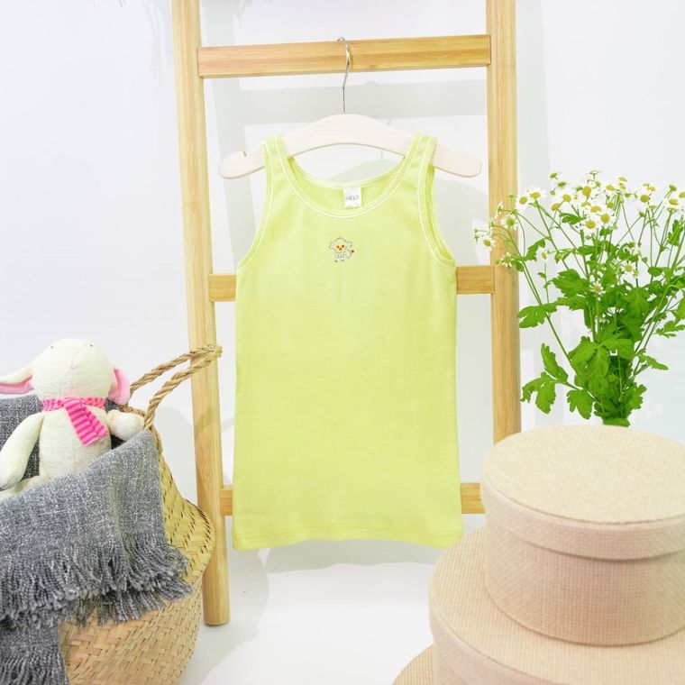 Podkoszulek dziewczęcy bez rękawów, żółty, Mela, Saltex