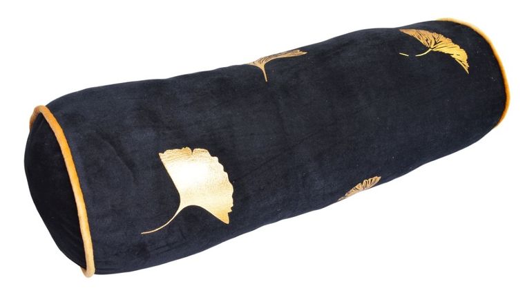 Poduszka wałek welurowy, czarny, 16-16-50 cm