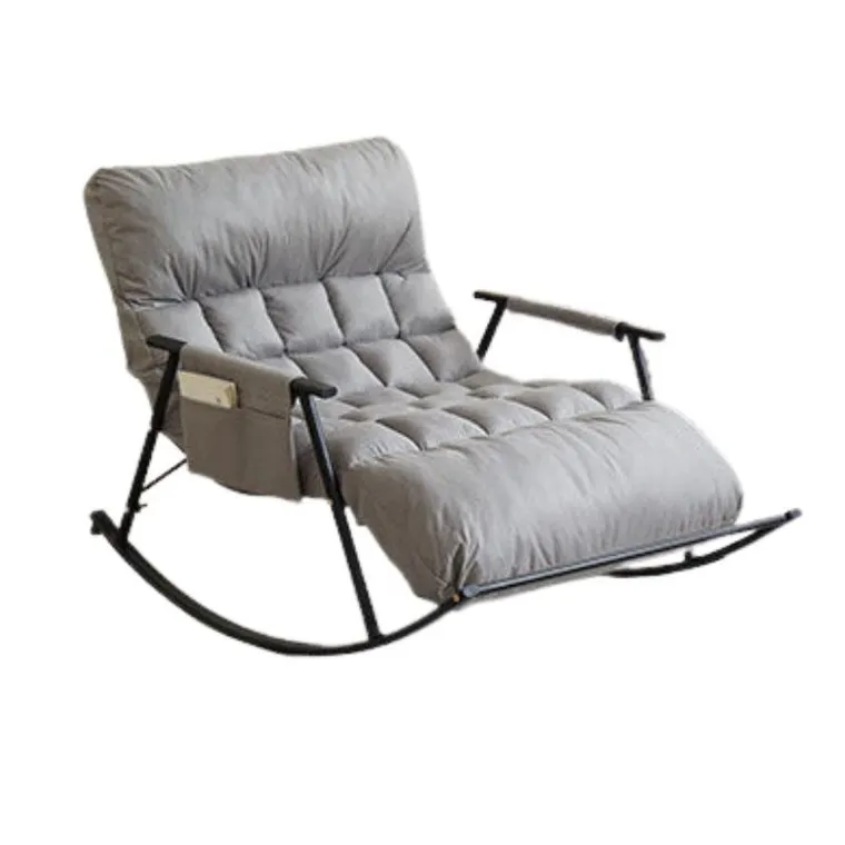 Podwójny fotel bujany z czarną metalową podstawą, szary