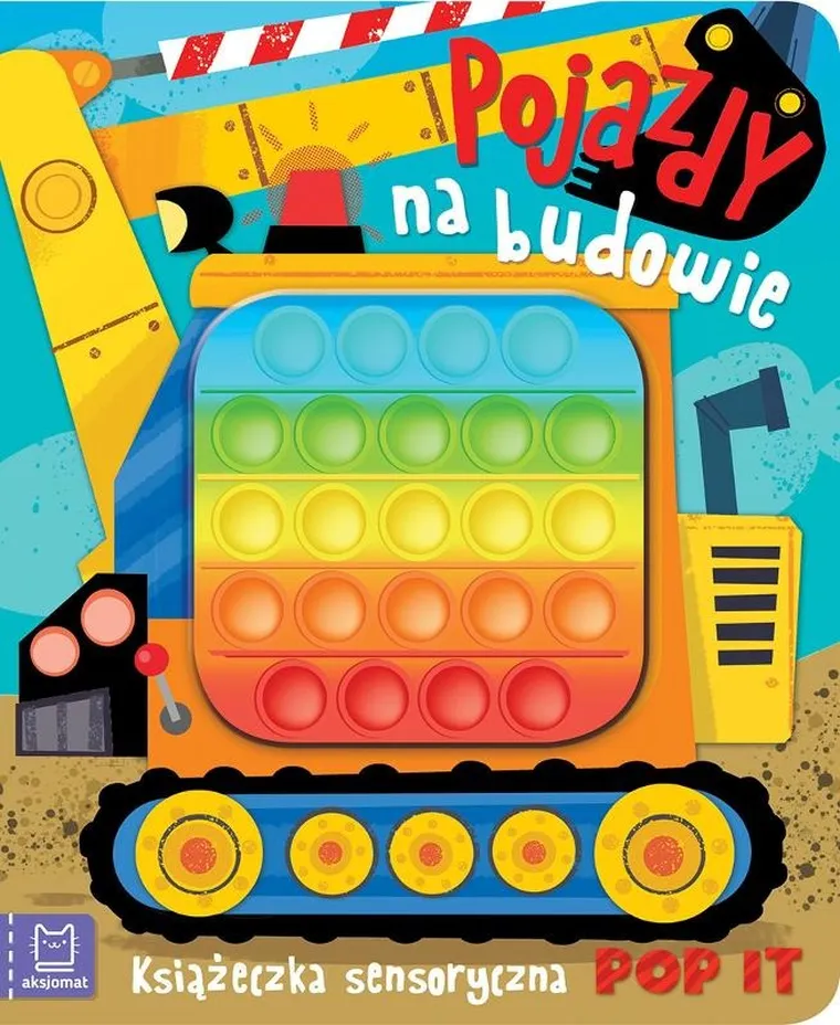 Pojazdy na budowie. Książeczka sensoryczna Pop It