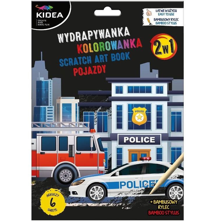 Pojazdy. Wydrapywanka z kolorowanką 2w1