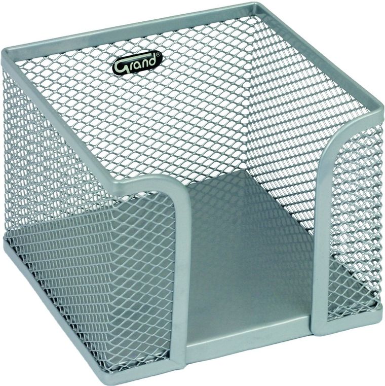 Pojemnik na kartki, siatka metalowa, srebro