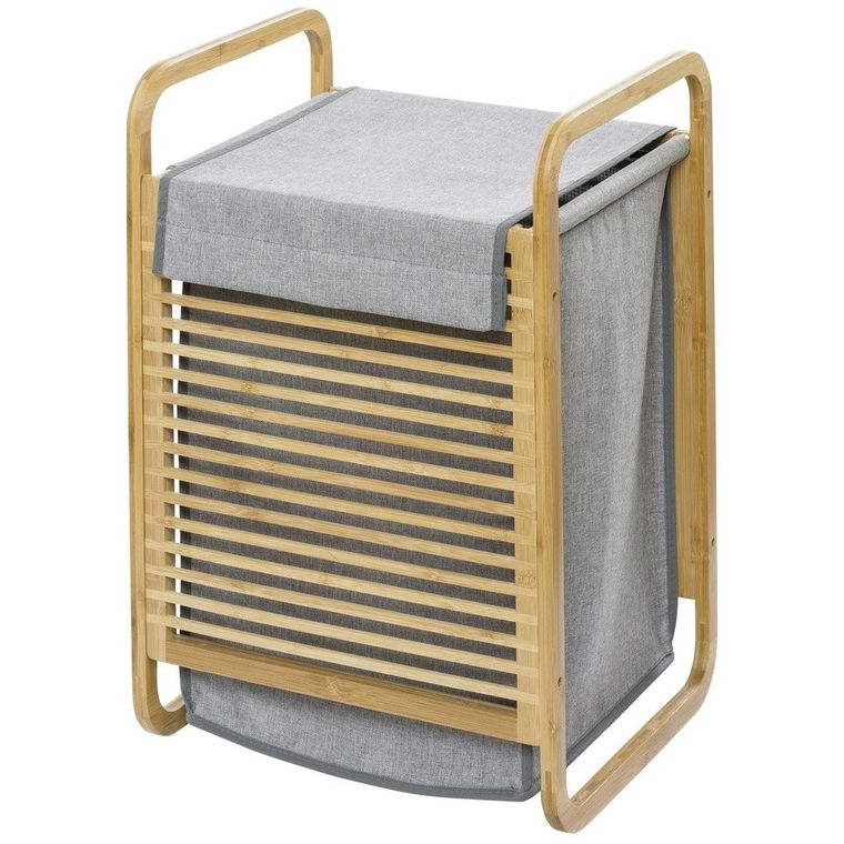 Pojemnik na pranie z bambusowym stelażem, 40-60-35 cm