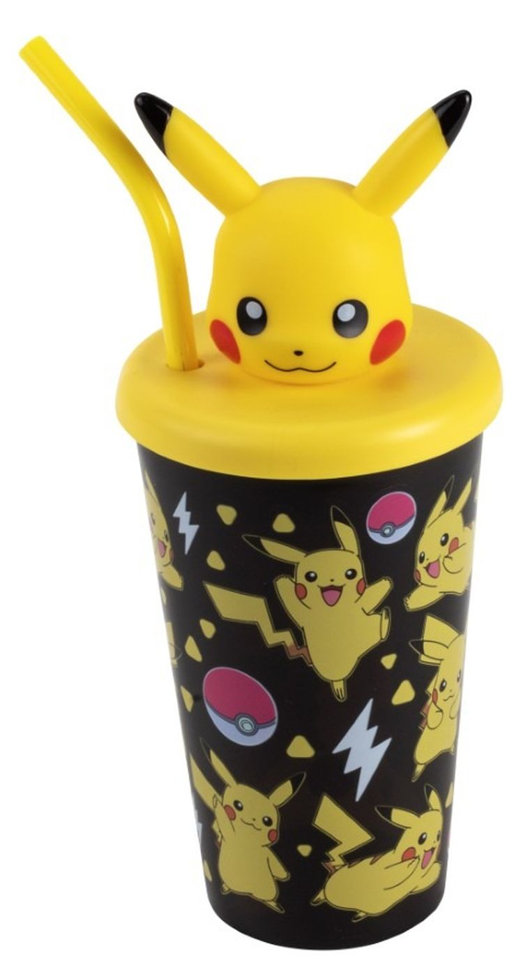 Pokemon, butelka do picia ze słomką i figurką 3D, 600 ml