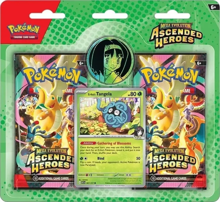 Pokemon TCG: Mega Evolution, Ascended Heroes, Trainer's 2-pack, Erika's Tangela, gra karciana, dodatek