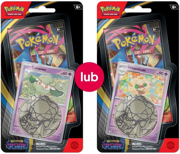 Pokemon TCG: Mega Evolution, Phantasmal Flames, Checklane Blister, Cottonee/Whimsicott, gra karciana, dodatek
