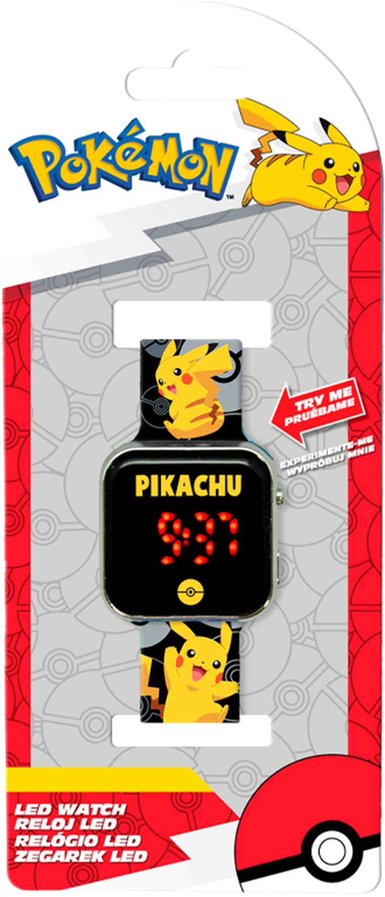 Pokemon, zegarek LED z kalendarzem